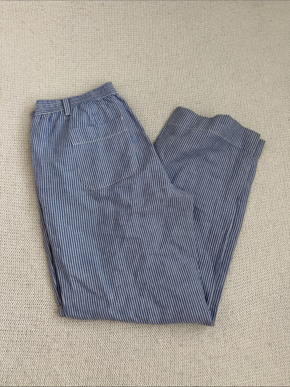 Talbots Linen/Cotton The Easy Drawstring Pant Blue/White Stripe Size 6P